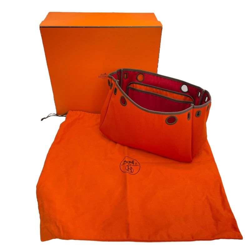 HERMES Émile Bag Cabas PM in Orange & Red with Gold Hardware