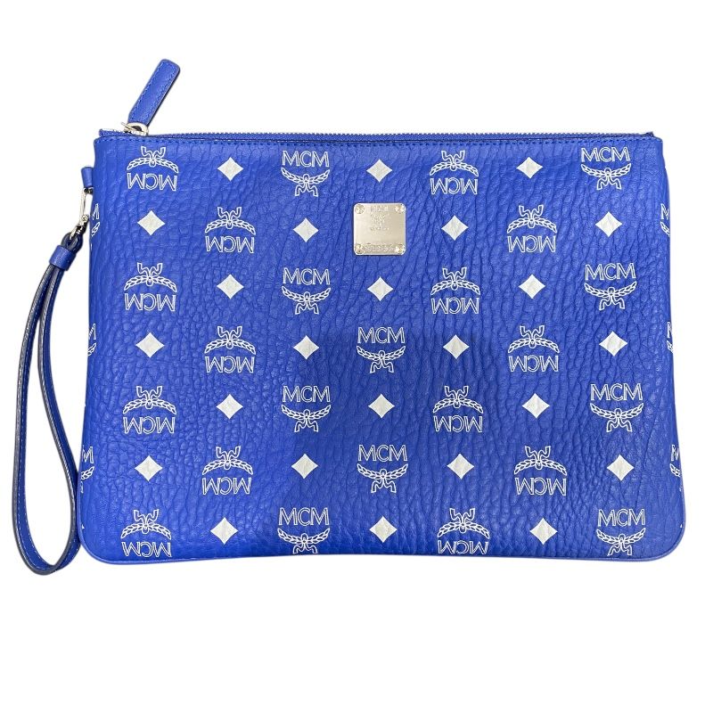 MCM Blue Leather Clutch Bag for Men - Exquisite Craftsmanship