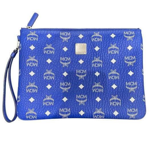 MCM Blue Leather Clutch Bag for Men - Exquisite Craftsmanship
