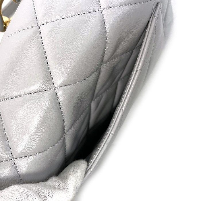 Chanel Métiers d'Art Mini Handle Chain Bag in Grey Lambskin