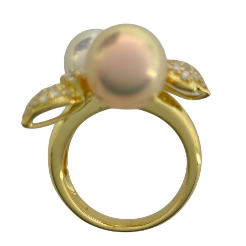 Exquisite K18YG Pearl and Diamond Ring - Timeless Elegance
