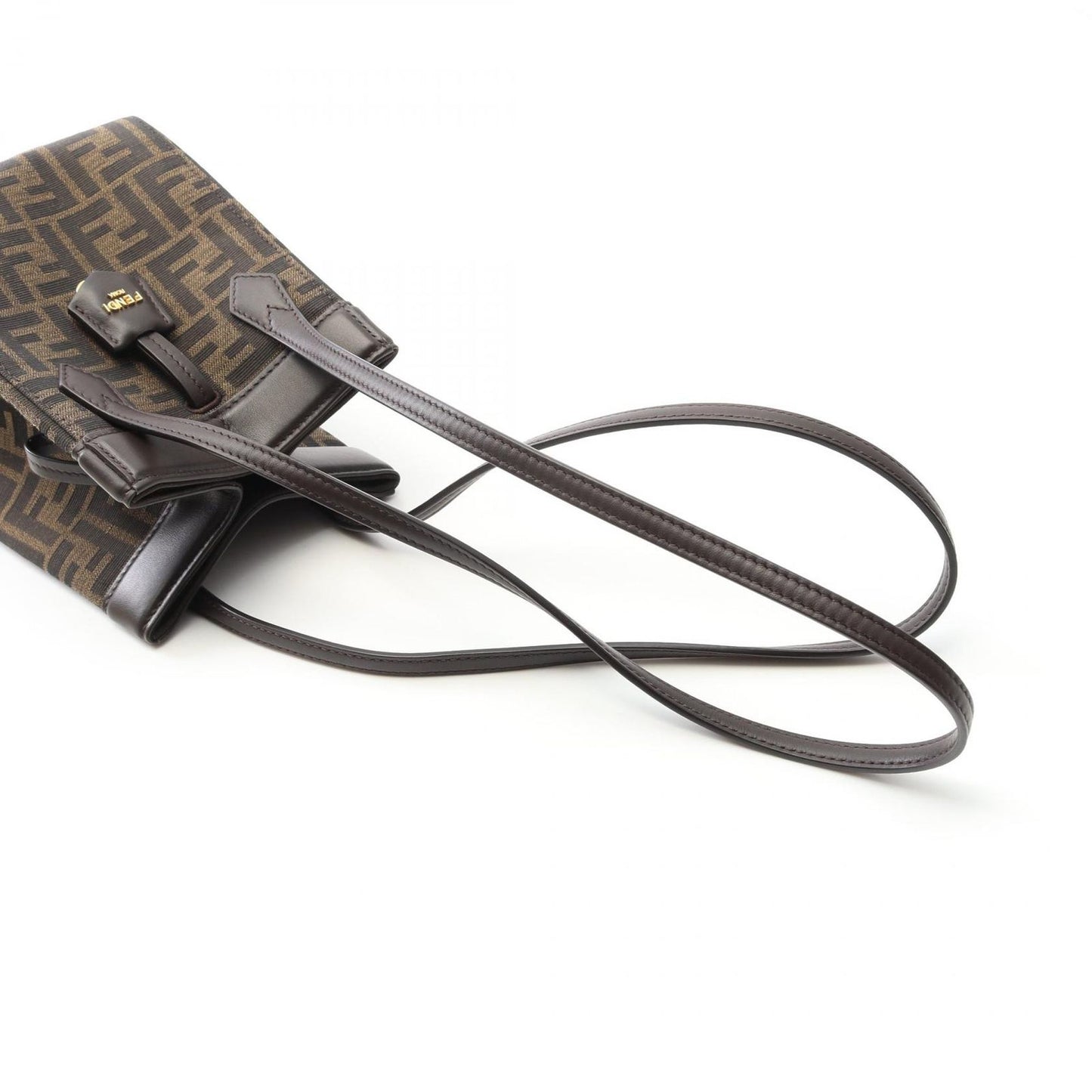 FENDI Origami Mini Shoulder Bag in Black/Khaki Canvas & Leather
