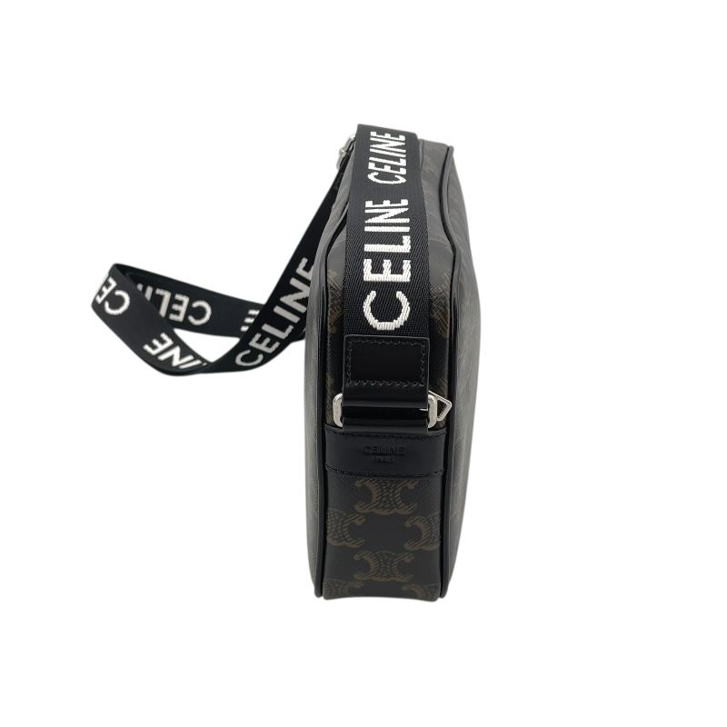 CELINE Triomphe Medium Messenger Bag in Black Canvas