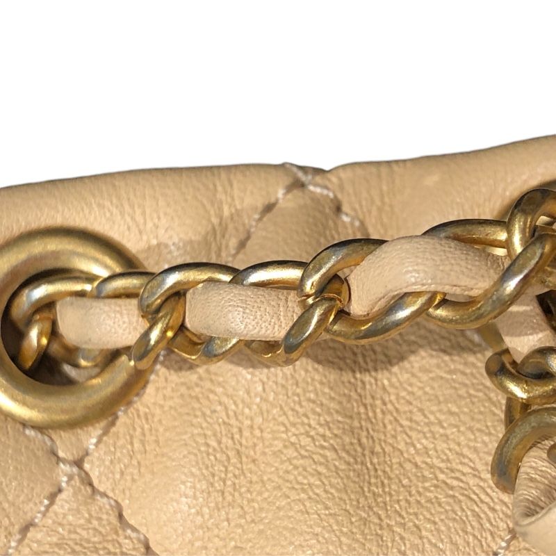 CHANEL Pearl Chain Shoulder Bag AS2529 in Beige with Gold Hardware