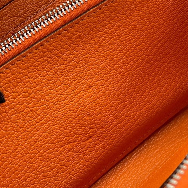 HERMES Azap Long Wallet in Orange & Silver Hardware - Unisex