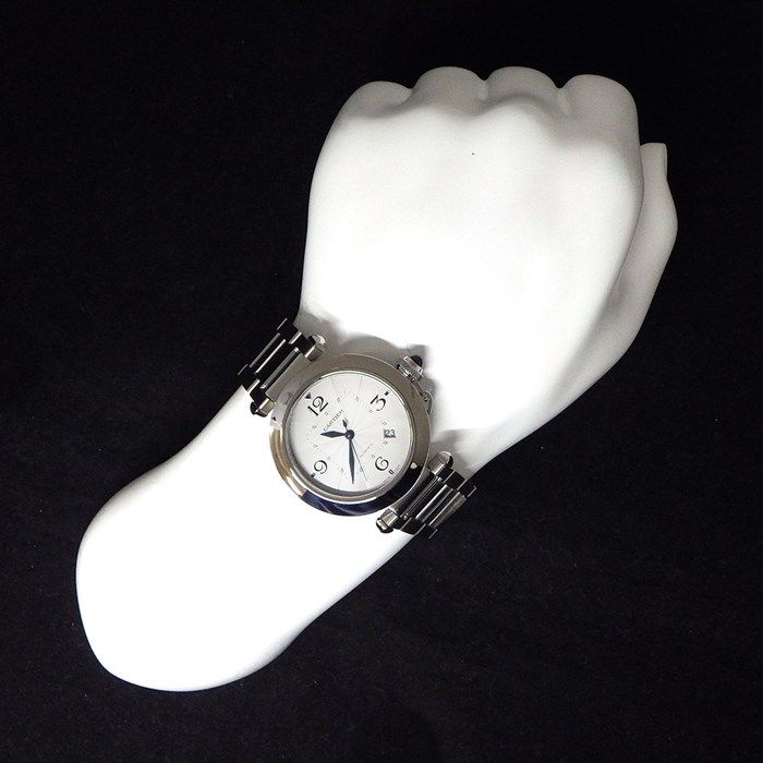 Cartier Pasha WSPAOOO9 Silver Guilloché Dial Automatic Watch