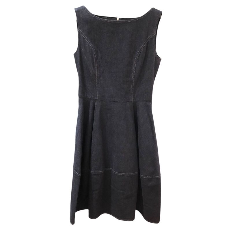 FOXEY NEW YORK Navy Denim Sleeveless Dress - Timeless Elegance