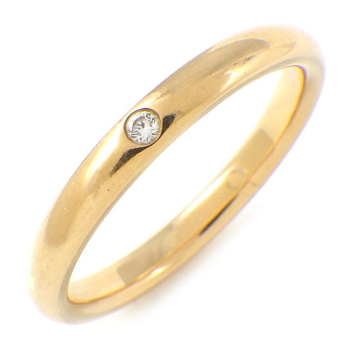 Tiffany & Co. Classic Stacking Band Ring with Diamond - K18PG