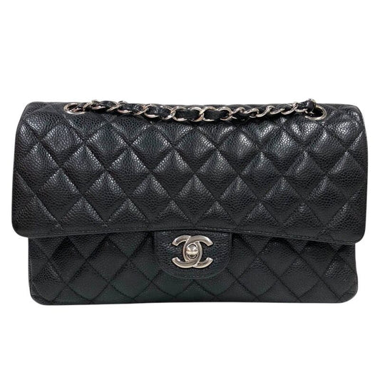 CHANEL Matelassé 25 Black Caviar Leather Shoulder Bag