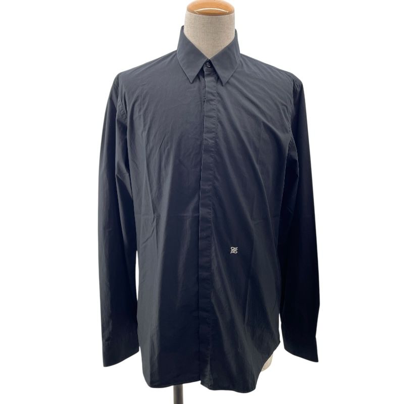 Fendi Logo Embroidered Cotton Shirt - Black, Size 40, 2018