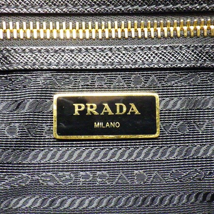 PRADA Black Nylon & Saffiano Leather Shoulder Bag 1BH089
