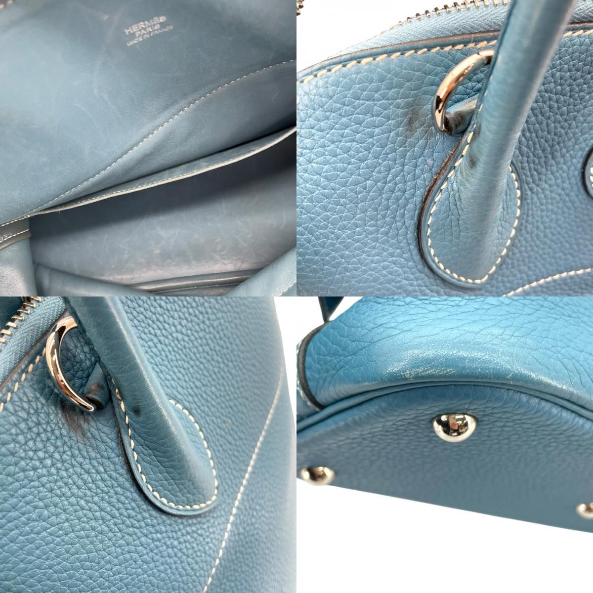 HERMES Bolide 31 in Blue Jean with Silver Hardware - Timeless Elegance