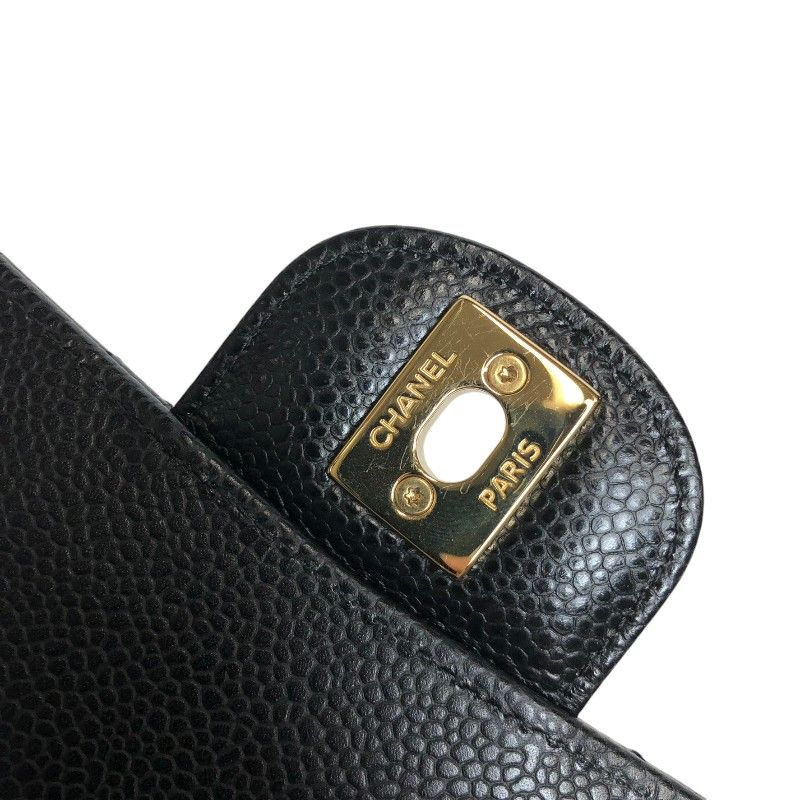 CHANEL Matelassé 25 Black Caviar Skin Shoulder Bag with Gold Hardware