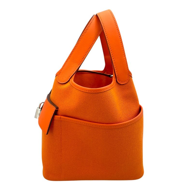 HERMES Picotin Lock PM Cargo Handbag - Orange with Silver Hardware