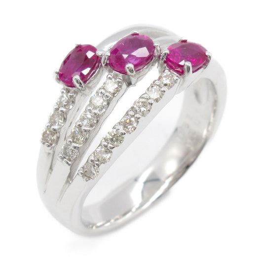 Exquisite Ruby and Diamond Ring in K18 White Gold