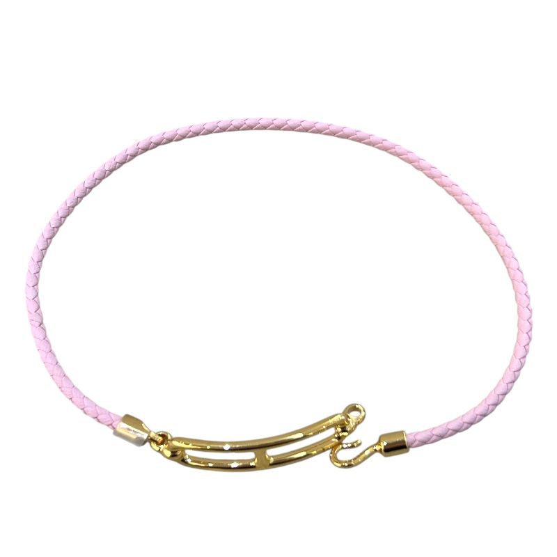 HERMES Ruri Double Tour Bracelet in Rose Sakura with Gold Hardware