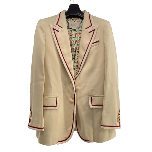 GUCCI Cream Rayon Tailored Blazer Jacket with Unique Lining