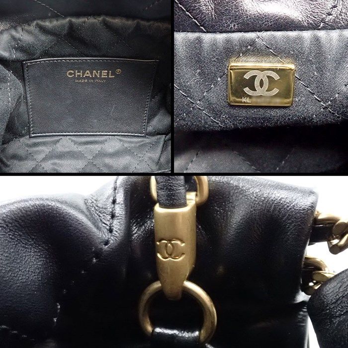 Chanel 22 Mini Shoulder Bag in Black Shiny Calfskin