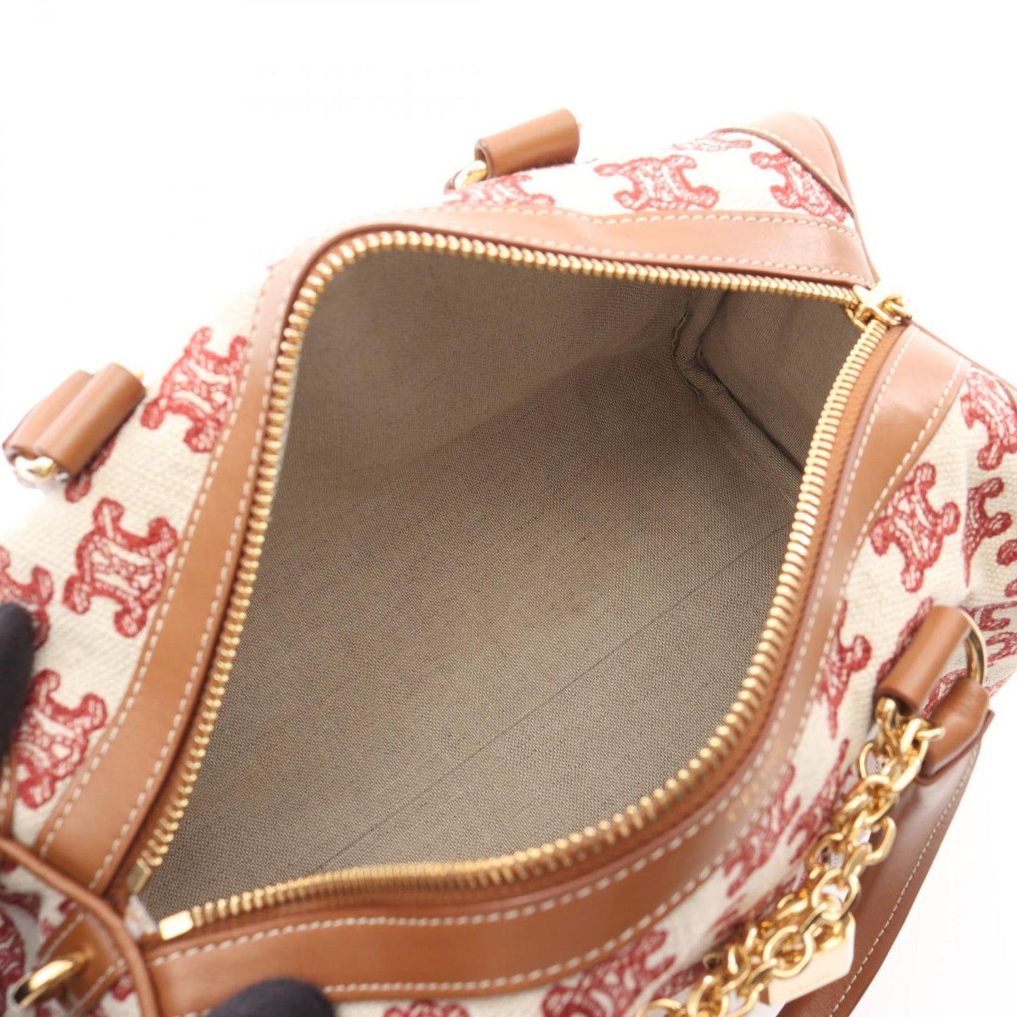 CELINE Triomphe Handbag in Beige/Brown Canvas & Leather