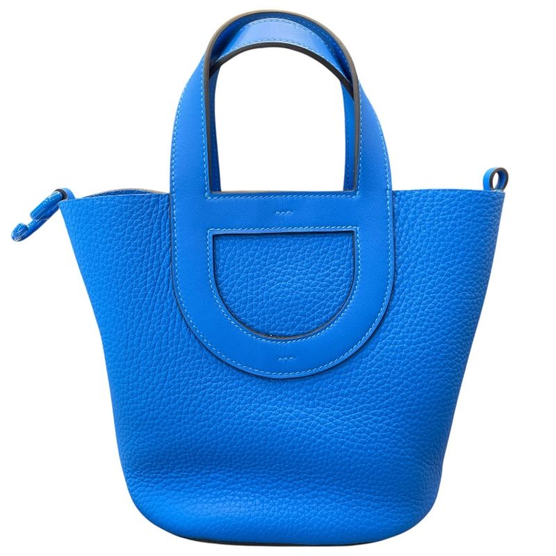 HERMES In The Loop 18 Monochrome K刻 Blue/Blue Togo Unisex Handbag