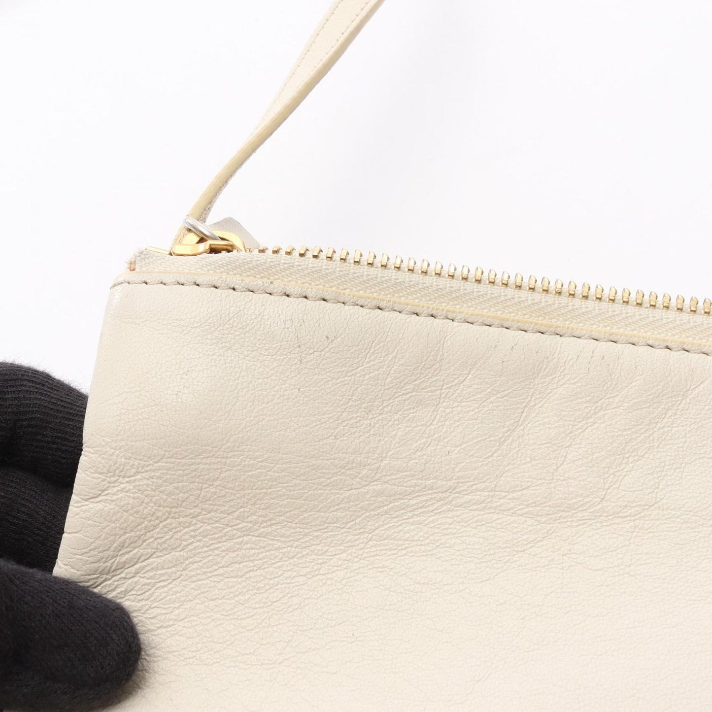 CELINE Trio Large Shoulder Bag in Ivory Leather - Timeless Elegance