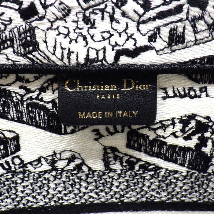 Dior Medium Book Tote M1296ZOMP - White & Black Embroidery