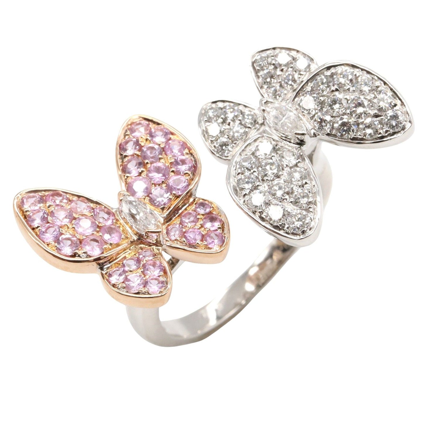 Exquisite Pink Sapphire & Diamond Ring in K18 White & Pink Gold