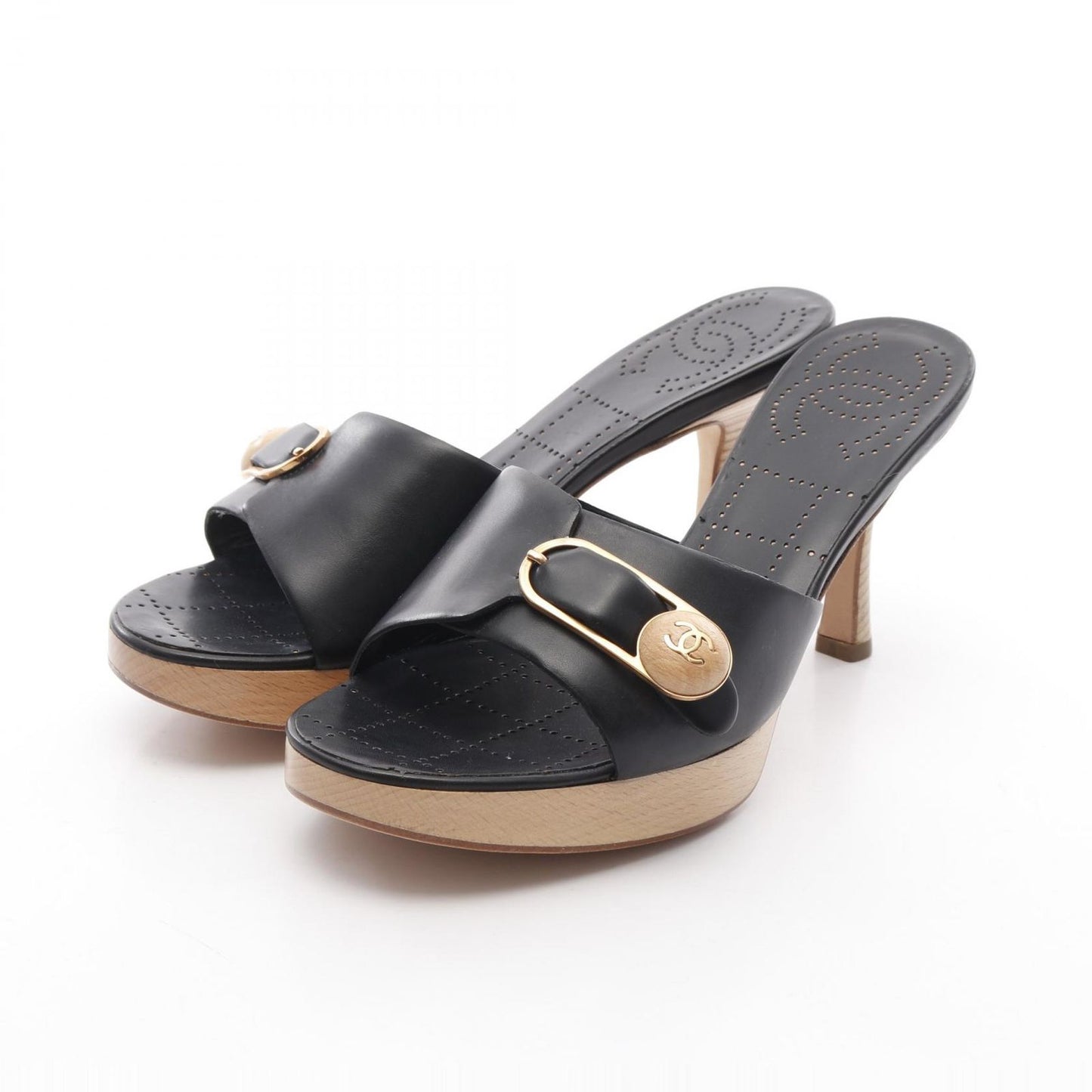 CHANEL Coco Mark Leather Mules - Unworn Elegance in Black