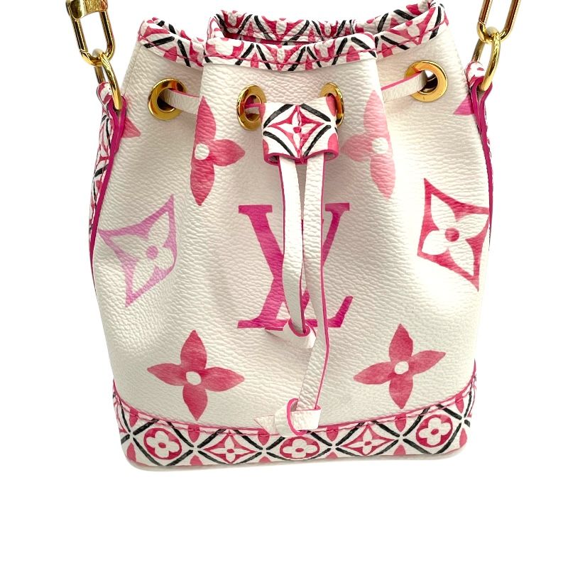 Louis Vuitton Nano Noé White & Pink Monogram Flower Shoulder Bag
