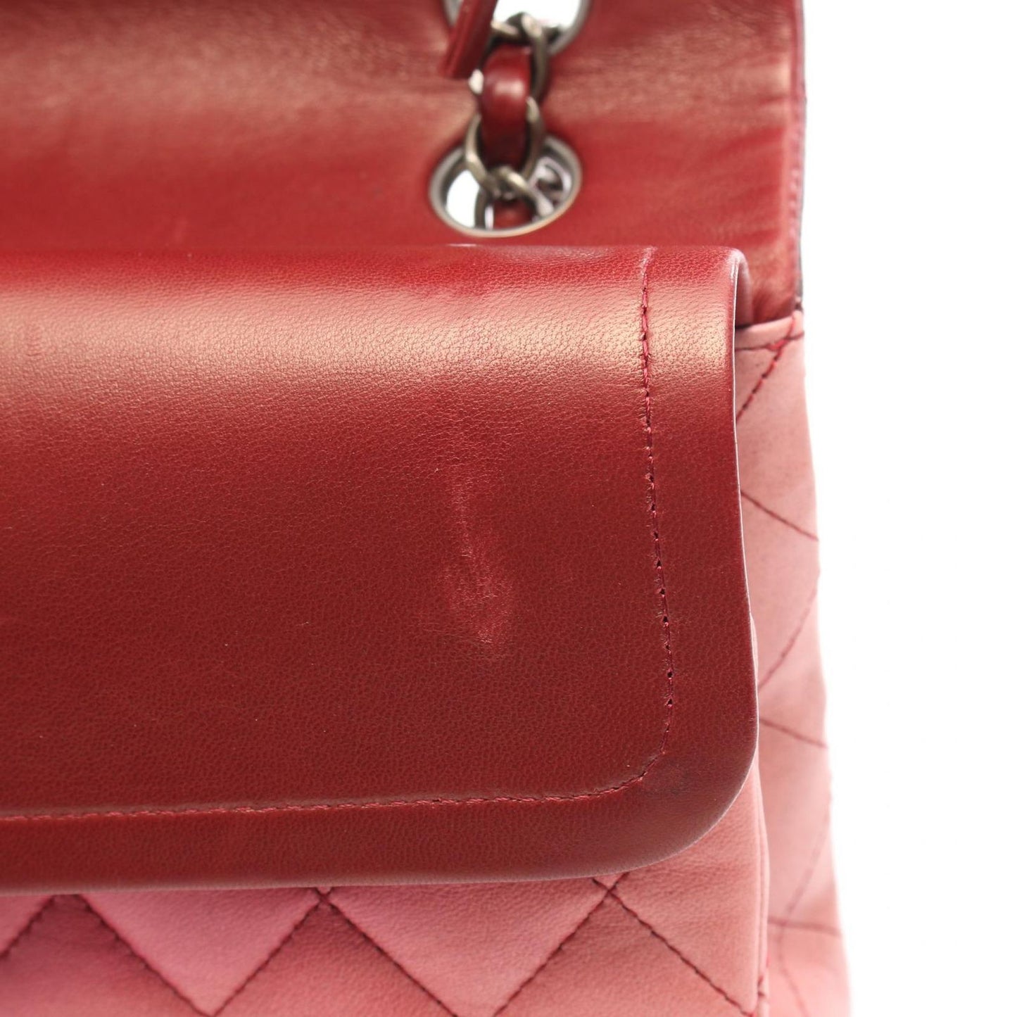 CHANEL Matelassé Double Flap Shoulder Bag in Red Gradient Lambskin