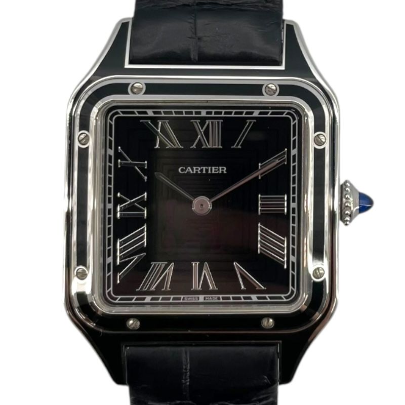 Cartier Santos-Dumont LM WSSA0046 Black SS/Leather Manual Watch