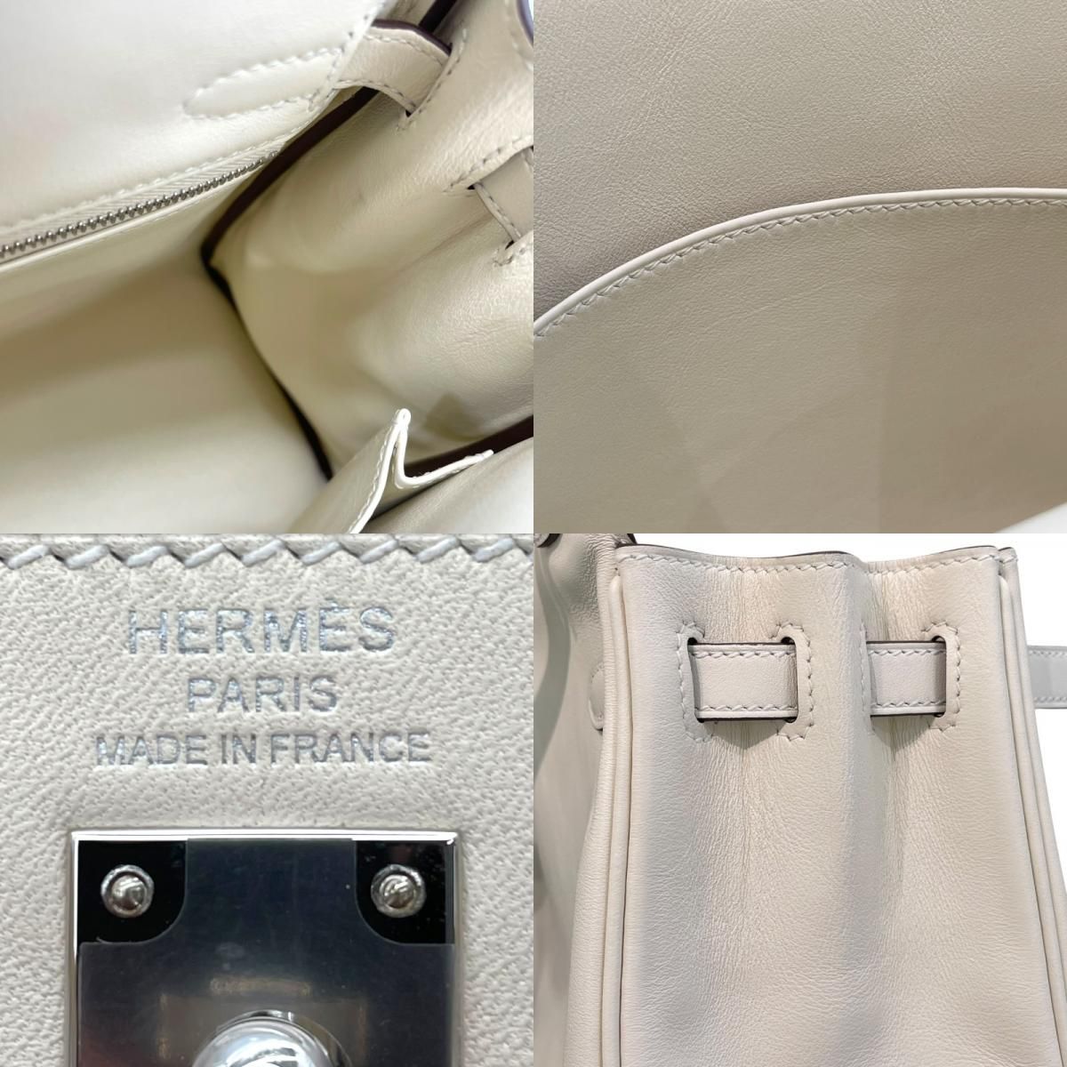 HERMES Kelly 25 In & Out Handbag - Swift Leather, Nat, Silver Hardware