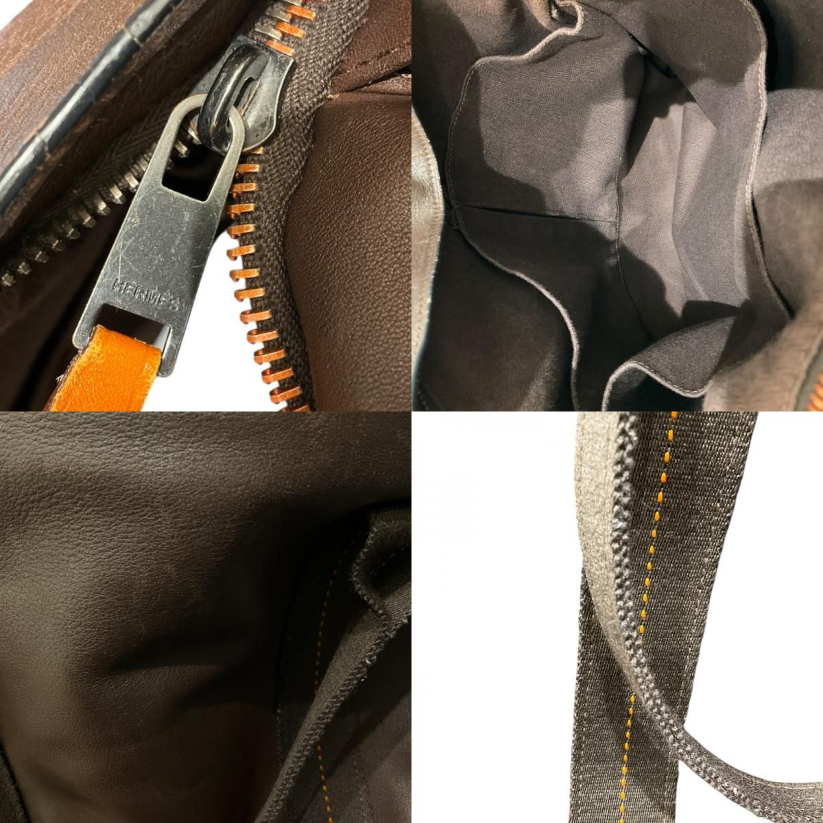 HERMES Caravan Vertical MM Brown Leather Unisex Tote Bag