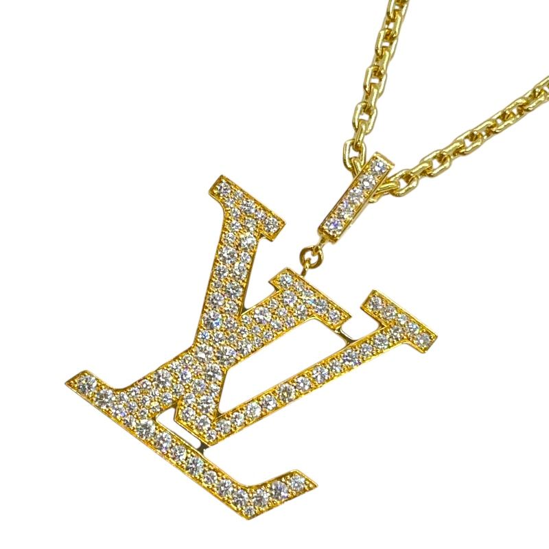Louis Vuitton XL Pendant LV Diamond Necklace in Gold - Exclusive Luxury