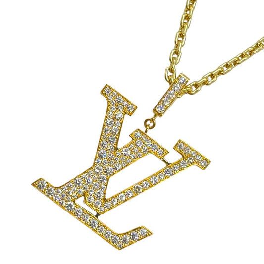 Louis Vuitton XL Pendant LV Diamond Necklace in Gold - Exclusive Luxury