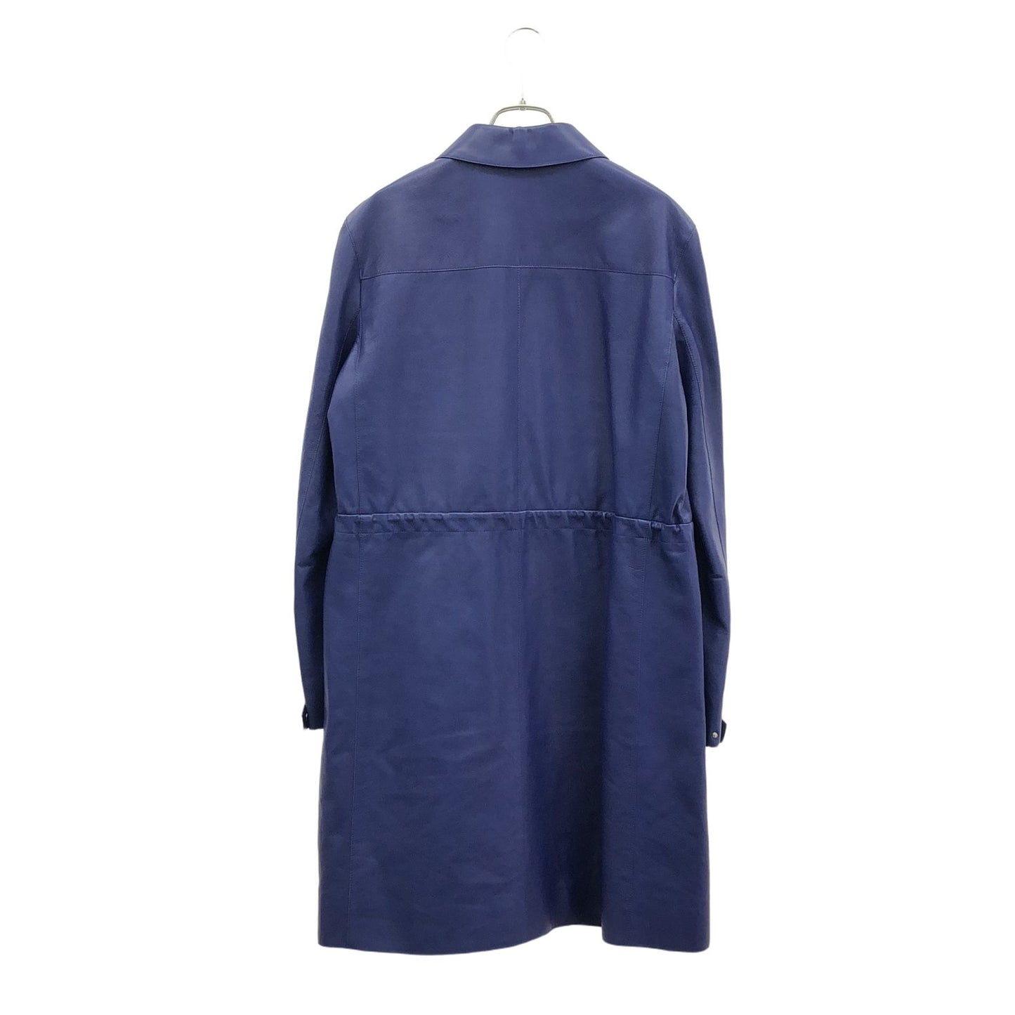 HERMES Blue Calf Leather Coat - Timeless Elegance