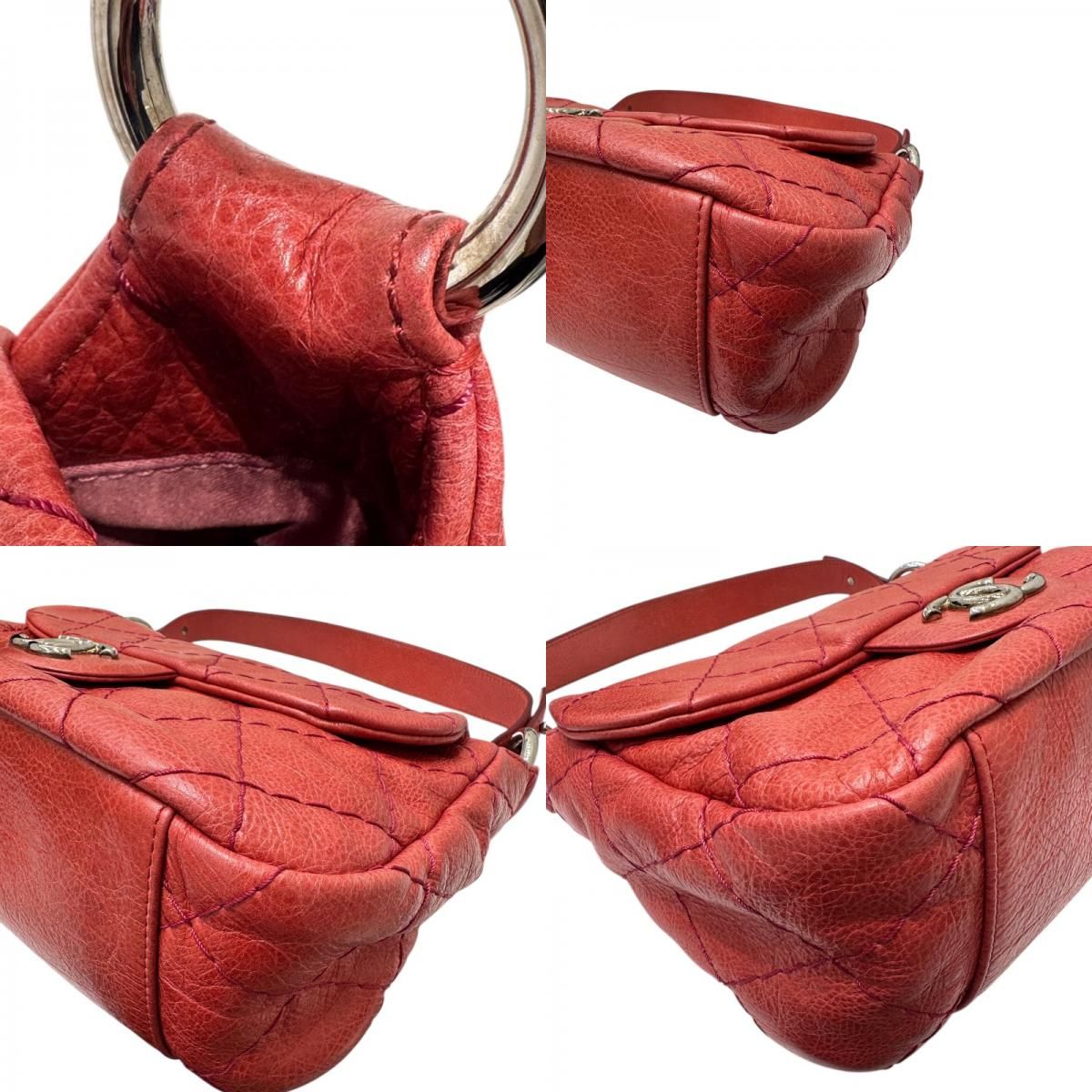 CHANEL Wild Stitch One-Shoulder Bag in Red with Silver Hardware