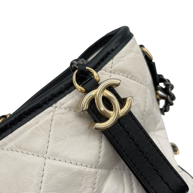 CHANEL Gabrielle Hobo Medium Bag - White & Black with Gold Accents
