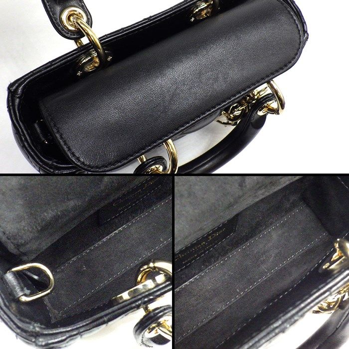 Dior Lady D-Joy Micro Shoulder Bag in Black Lambskin