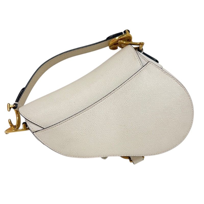 Christian Dior Saddle Mini Bag - White & Gold Hardware