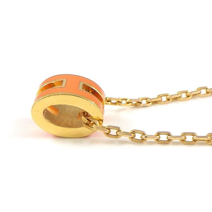 HERMES Mini Pop H Necklace in Orange Soie Lacquer - Exquisite Craftsmanship