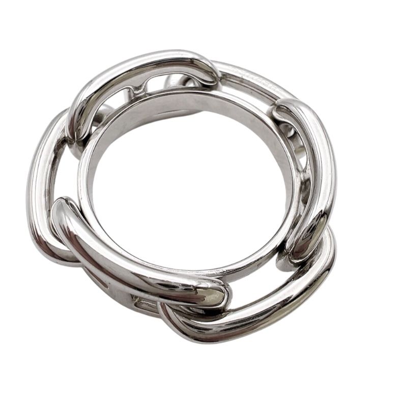 HERMES Rugade Silver Scarf Ring - Unisex Luxury Accessory