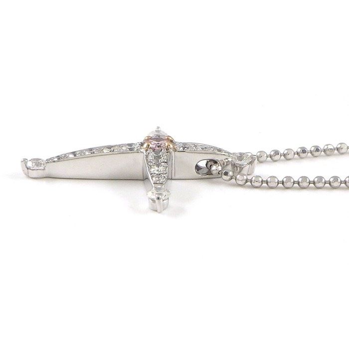 Exquisite Fancy Light Pink Diamond Cross Necklace in K18 White Gold