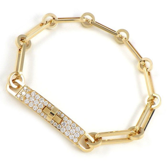 HERMES Kelly Clasp Motif Diamond Bracelet in K18YG