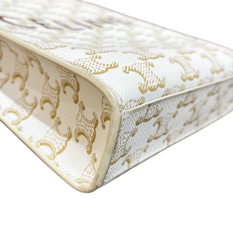 CELINE Mini Vertical Cabas 194372 White Triomphe Canvas Shoulder Bag