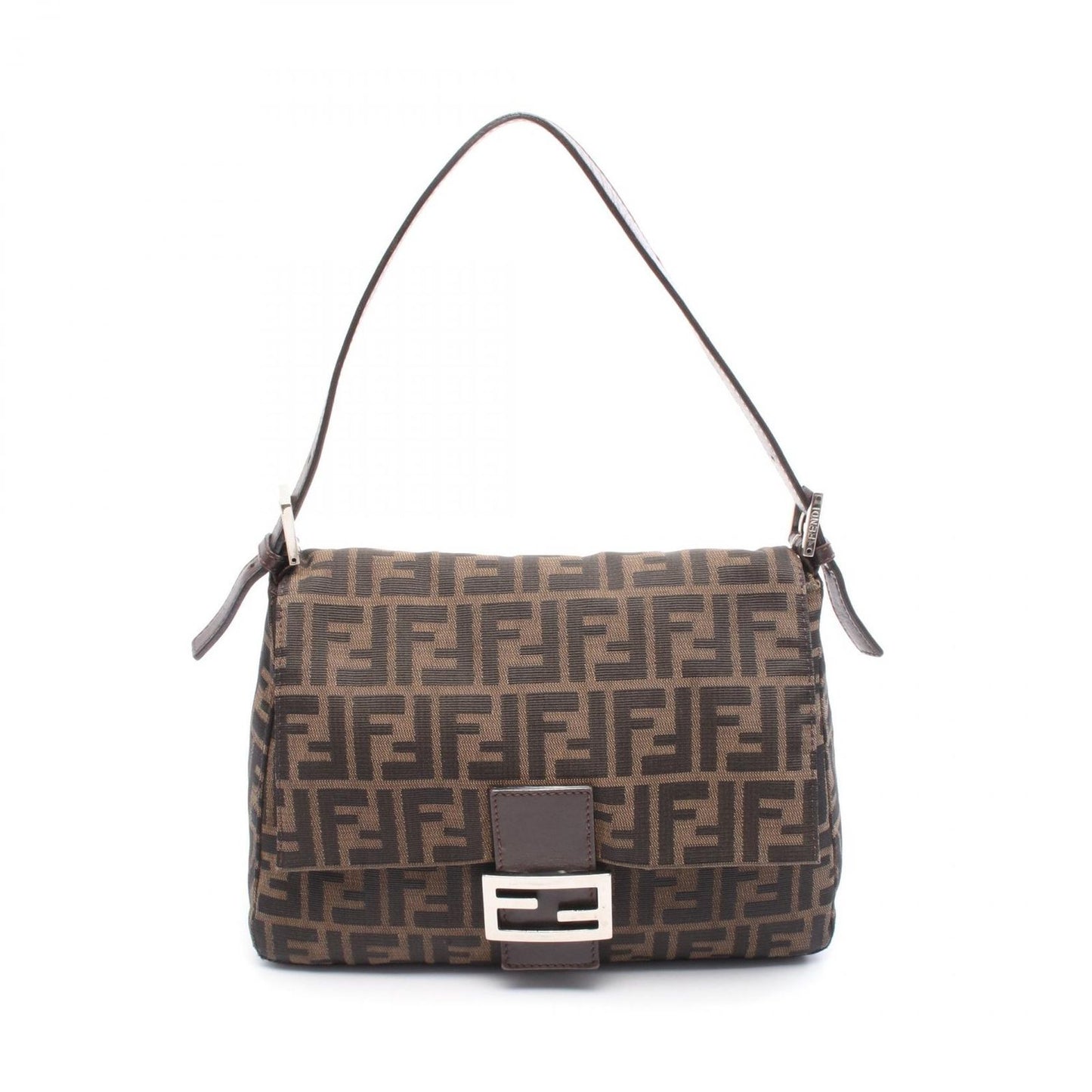 Fendi Mamma Baguette Zucca Shoulder Bag - Black/Khaki Canvas & Leather