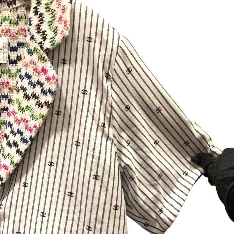 CHANEL Coco Mark Pattern Short Sleeve Jacket - White Cotton