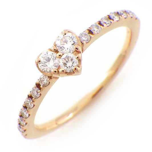 Ponte Vecchio Heart Half-Circle Pink Gold Diamond Pinky Ring