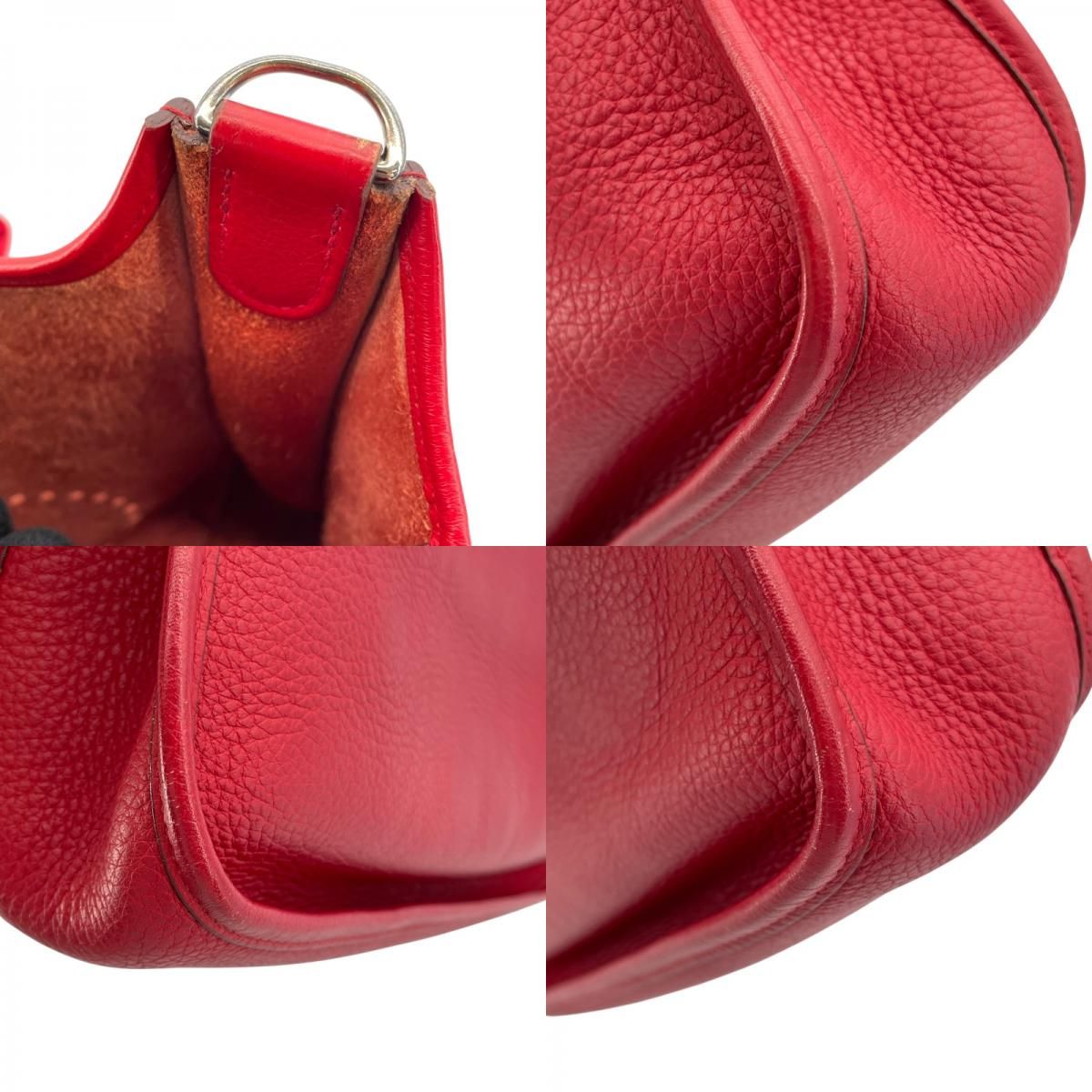 HERMES Evelyne 1 PM in Rouge Kazak with Silver Hardware