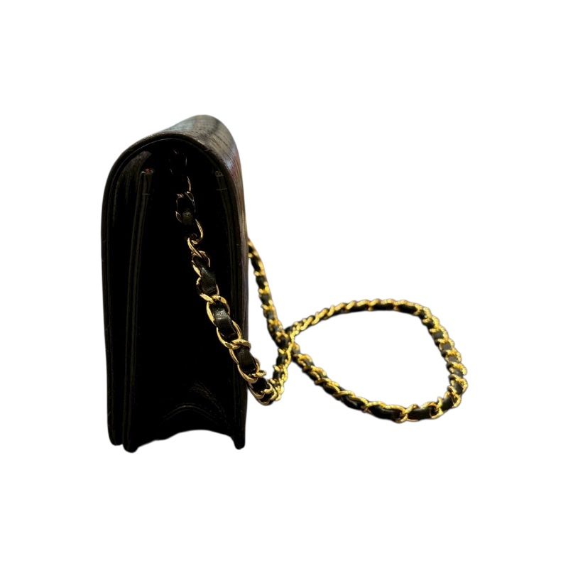 CHANEL Matelassé Chain Shoulder Bag in Black Lambskin